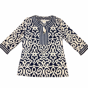 Gretchen Scott Designs Navy and White Tunic